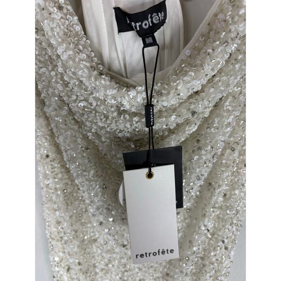 Retrofete Frieda Maxi Dress Sequin Embellished Evening Party Cocktail White Sz M - Picture 12 of 12